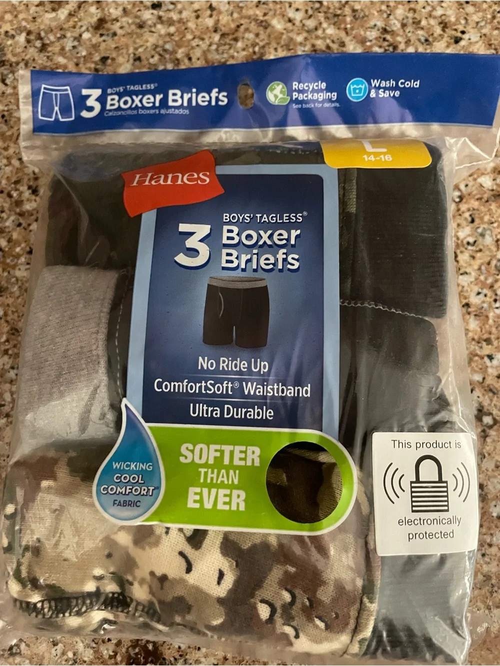 Brand new Boys 9 pair tagless Boxer Briefs Size Large 14-16 wicking